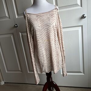 Beige Off-Shoulder Knit Sweater